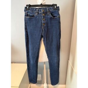 Blank NYC High Rise Skinny Jeans Dark Wash Exposed Button Fly Womens 26 Inseam